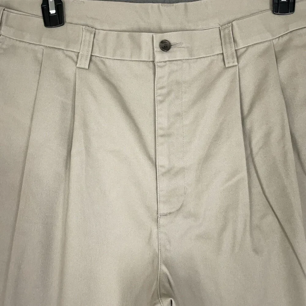St. John's Bay Shorts Men's Size 48 Pleated Comfort Fit Chino Beige